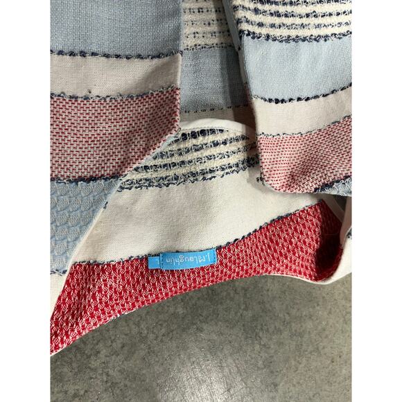 J. Mclaughlin Embroidered Striped Tassel Jacket Size large Red‎ Blue Cream - Picture 4 of 4